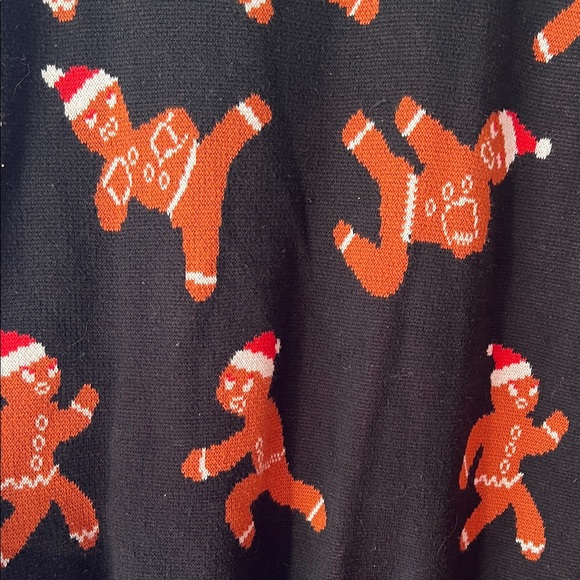 Christmas Gingerbread Ninjas Ugly Sweater Soft Lounge Party Unisex Black Med EUC - Picture 4 of 7